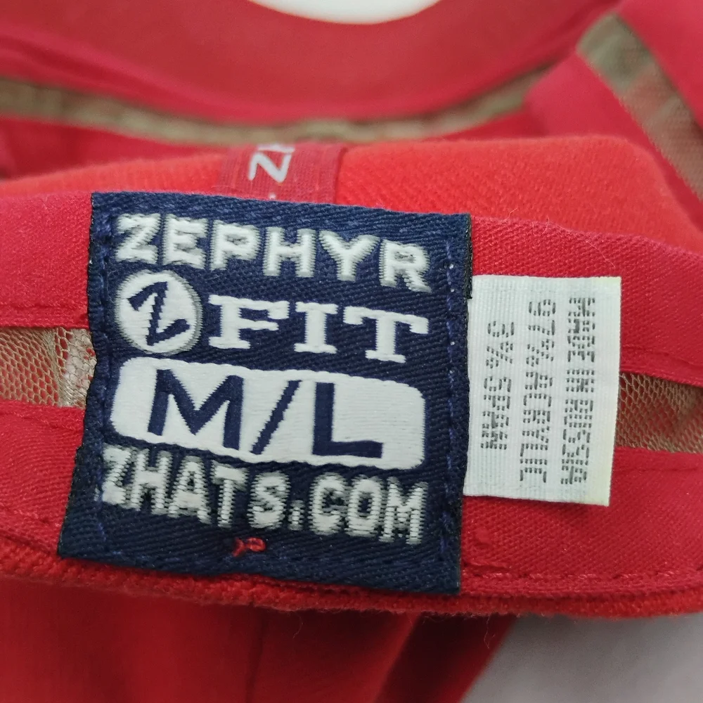 Vintage Zephyr PB PlayBall USA Red Tan Baseball Sports Cap Fitted Stretchfit